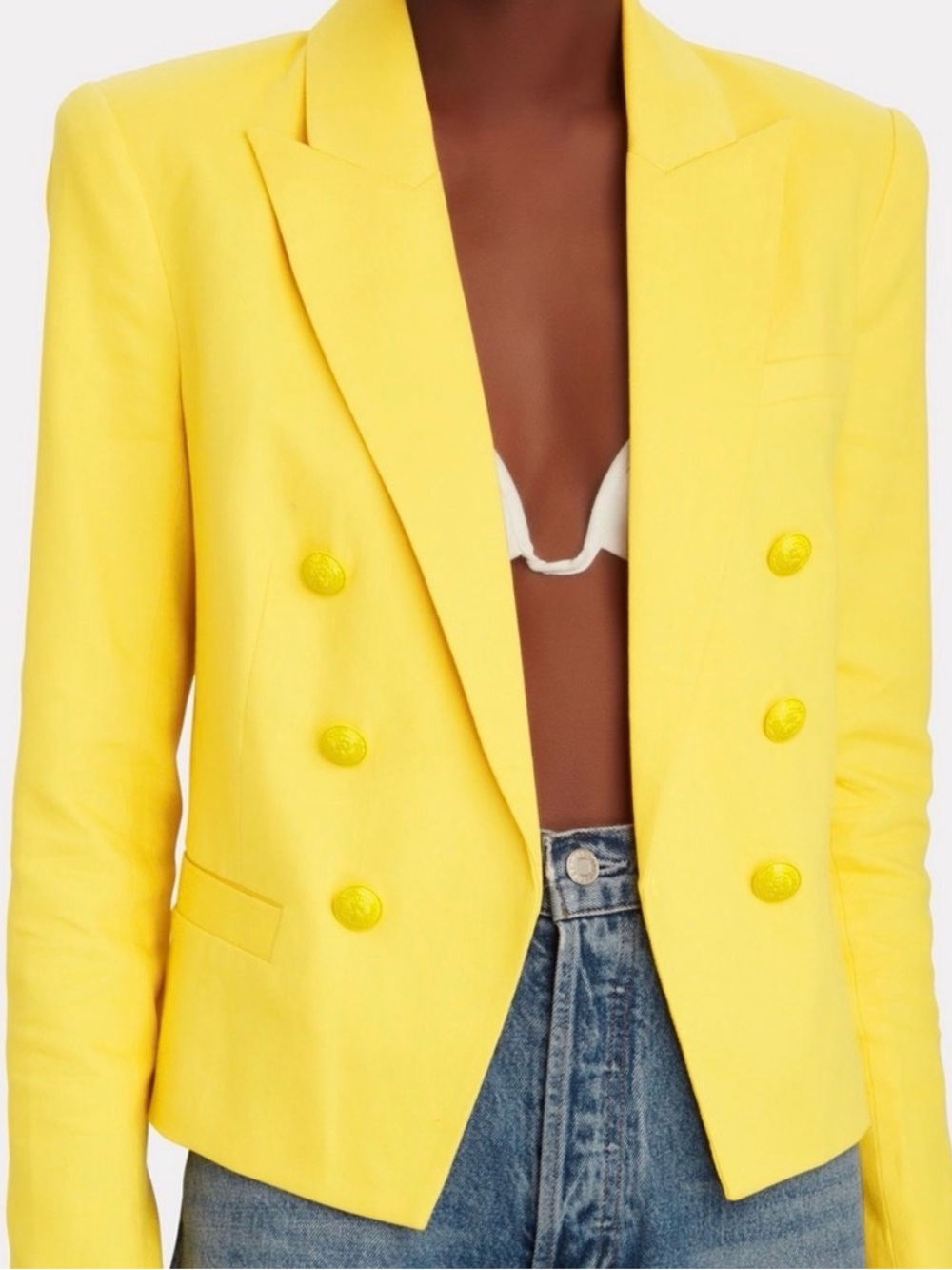 NEW L'AGENCE yellow Linen Brooke Blazer Size 2